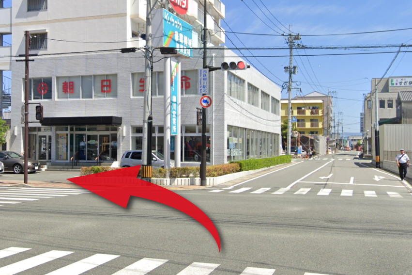 ②直進すると、西鉄柳川駅北信号があり、その信号を左折して1.2km直進します。